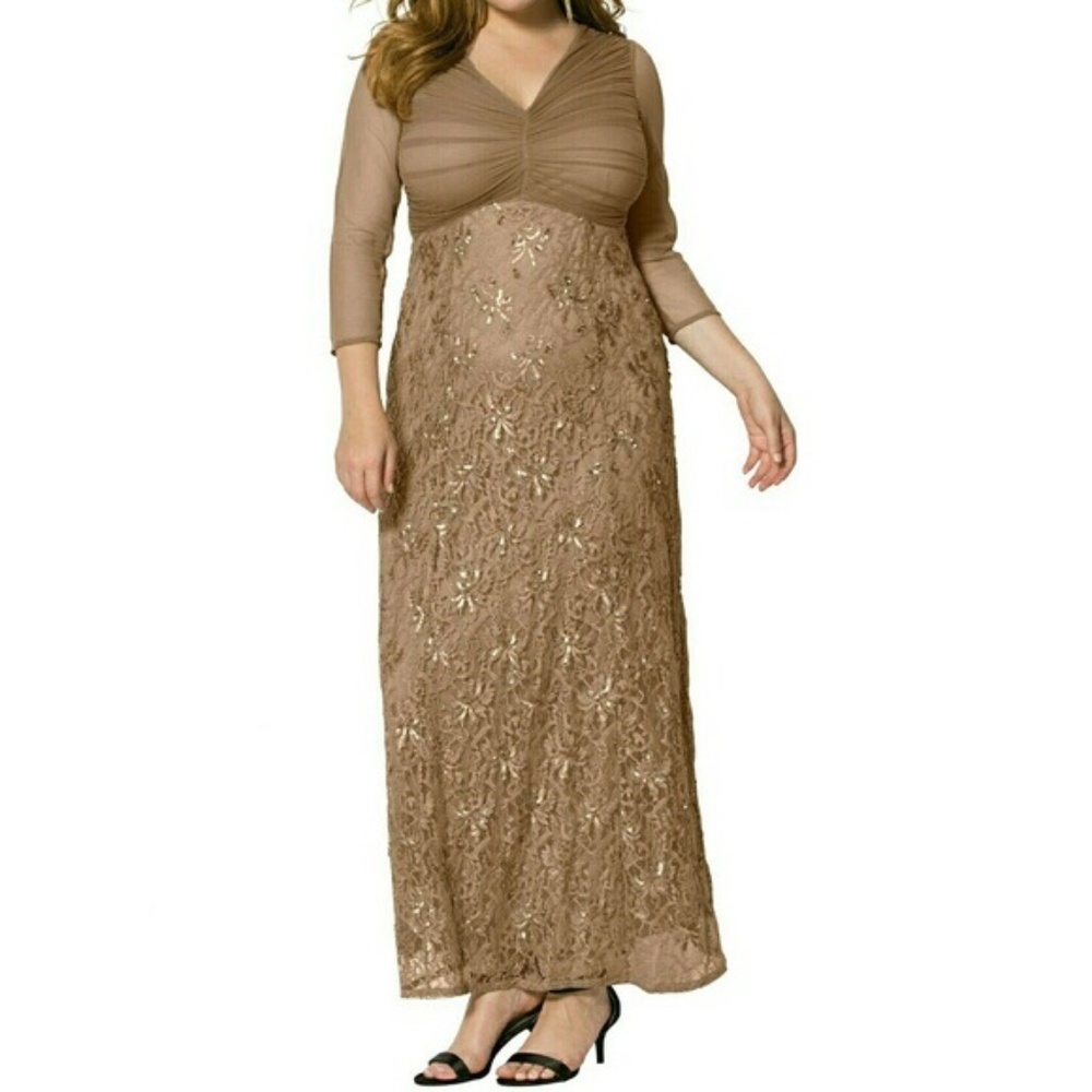 Romans Sheer Lace Sequin Formal Dress Size 16W